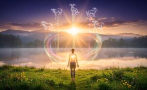 Illustration von fünf Sternzeichen, die ab dem 20. März 2026 einen Gesundheitsschub erleben