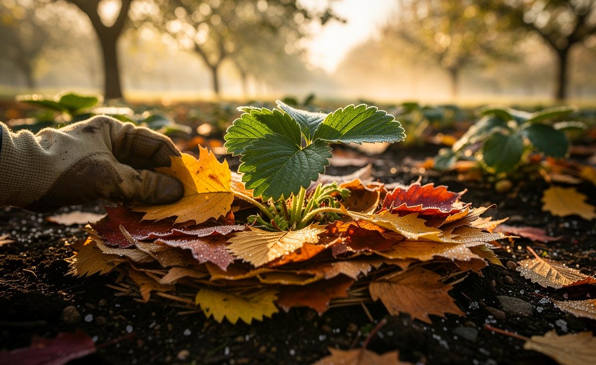 Laut Gärtnern sorgt Laubmulch im Herbst für gesündere Erdbeeren im nächsten Jahr.